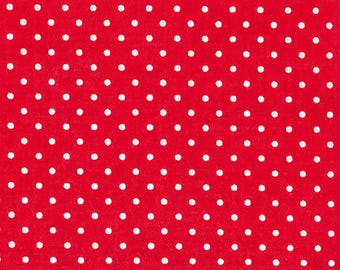 Tela de Lunares Rojos y Blancos, 100% Algodón, Tela cortada a medida, Elige tu Corte