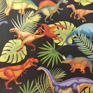 Dinosaur Fabric, 100% Cotton, Dinosaur Jungle Fabric, Fabric by the Yard, Choose your Cut