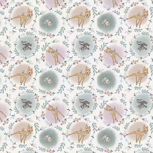 Bambi Wreath Fabric, 100% Cotton, Fabric by the Yard, Choose your Cut, quilting