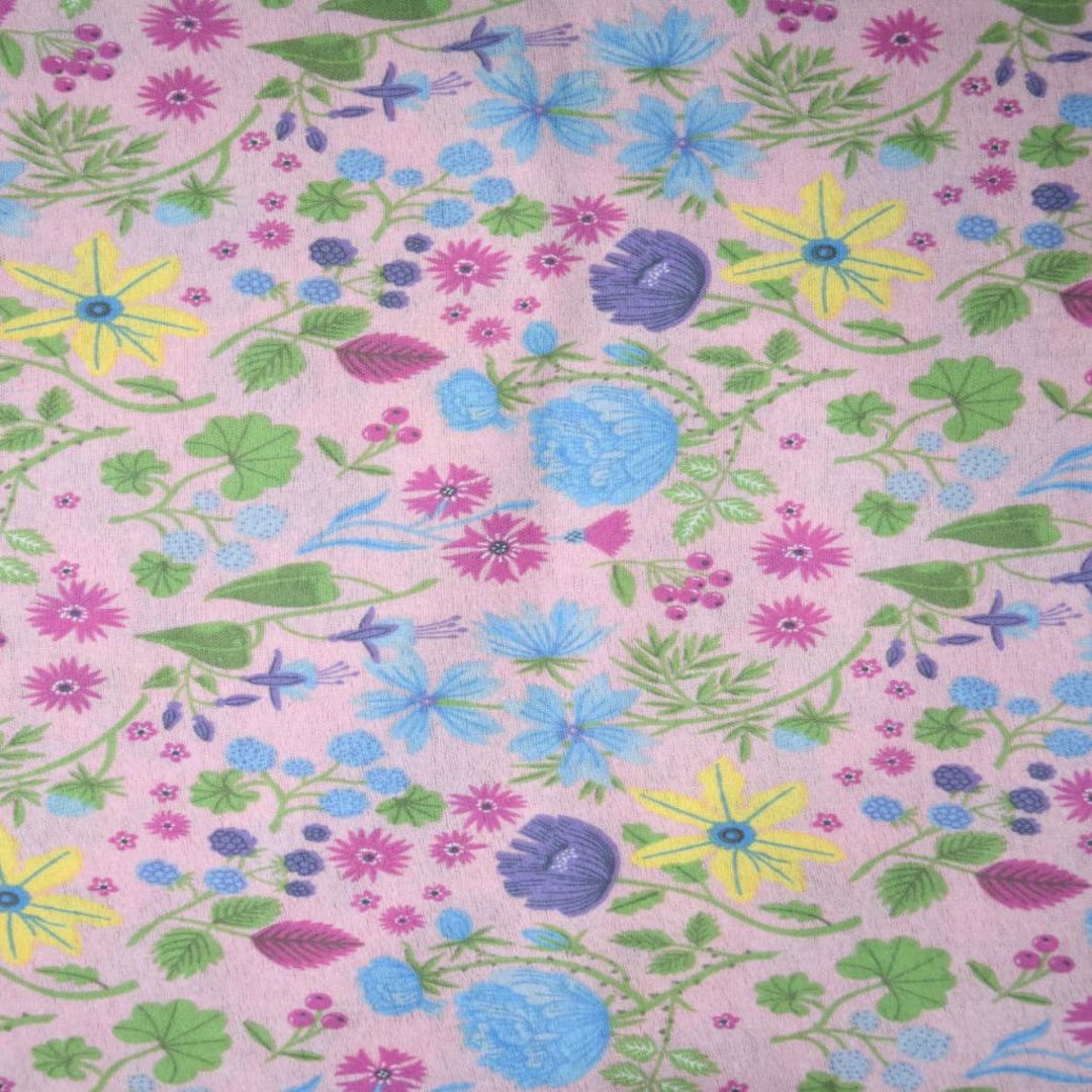 Spring Flowers Flannel Fabric, 100% Cotton, Fabric by the Yard, Choose ...