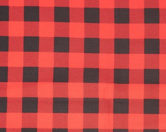 Buffalo Check Cotton Fabric, 100% Cotton, Red and Black Plaid Fabric by the Yard, Choose your Cut