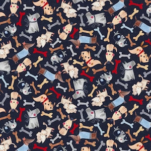Cartoon Hunde Stoff, 100% Baumwolle, Meterware, Wählen Sie Ihren Schnitt