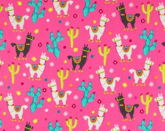 Llama and Cactus Fabric, 100% Cotton, Fabric by the Yard, Choose your Cut, Succulent fabric,  quilting