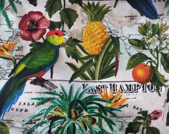 Tropical Bird Fabric, 100% Cotton, Fabric by the Yard, Choose your Cut