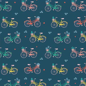 Bicycle Fabric, 100% Cotton, Fabric by the Yard, Choose your Cut