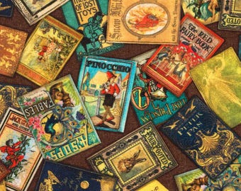 Fairy Tale Book Fabric, 100% Cotton, Fabric by the Yard, Choose your Cut, quilting