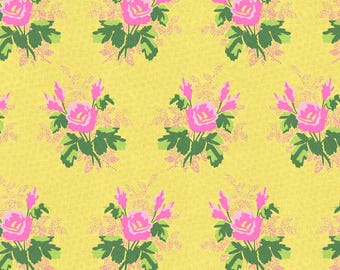 Roses and Leaves Fabric, 100% Cotton, Fabric by the Yard, Choose your Cut
