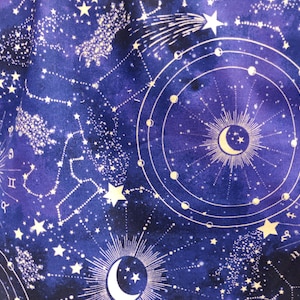 Celestial Fabric, 100% Cotton fabric, Fabric by the Yard, Choose Your Cut