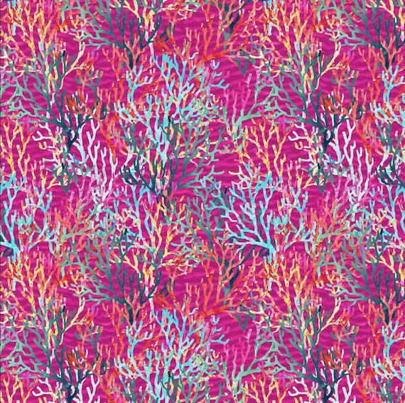 Korallen Stoff, 100% Baumwolle, Meterware, Rohware, Wähle Deinen