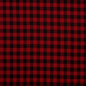 Buffalo Check Flannel Fabric, 1 inch Buffalo Check Fabric, 100% Cotton, Red and Black Plaid Fabric by the Yard, Choose your Cut