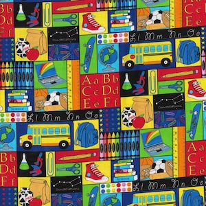 Tissu scolaire, 100 % coton, tissu par mètre, coupe au choix