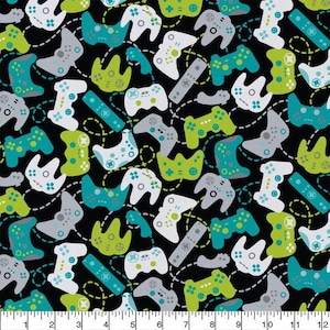 Video Game Controller Fabric, 100% Cotton, Fabric by the Yard, Choose your Cut
