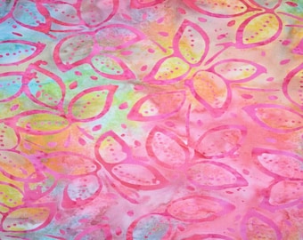 Indonesian Batik Leaves Fabric, 100% Cotton, Fabric by the Yard, Choose your Cut, quilting