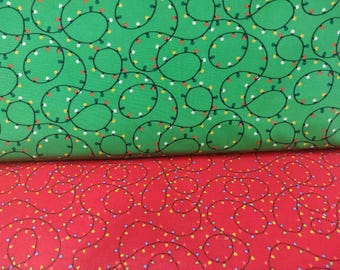 Christmas Lights Fabric, 100% Cotton, Christmas Fabric, Fabric by the Yard