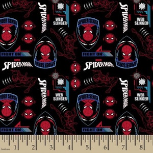 Spiderman Fabric, 100% Cotton fabric, Fabric by the Yard, Choose Your Cut