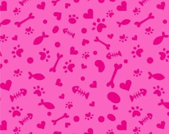 Cat and Dog fabric, Fish Bone fabric, Dog Bone Fabric, 100% Cotton, Fabric by the Yard, Choose your Cut