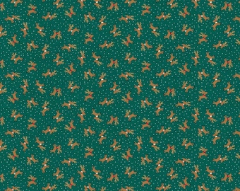 Cute Reindeer Fabric, Children's Christmas Fabric 100% cotton, Fabric by the yard, Choose your cut.