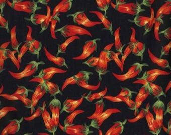 Chili Pepper Fabric, 100% Cotton, Fabric by the Yard, Choose your Cut