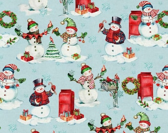 Schneemann Stoff, Weihnachtsstoff, 100% Baumwolle, Meterware, Wählen Sie Ihren Schnitt
