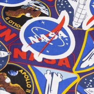 Nasa Logo Fabric, 100% Cotton, Space Fabric, Fabric by the Yard, Choose your Cut