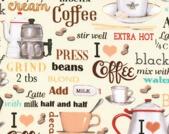 Coffee Fabric, 100% Cotton, Fabric by the Yard, Choose your Cut