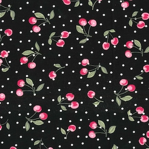 Cherries and Dots Fabric, 100% Cotton fabric, Fabric by the Yard