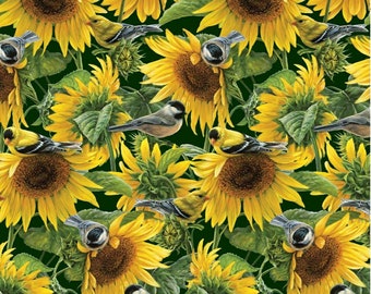 Sunflower Fabric, 100% Cotton, Fabric by the Yard, Choose your Cut