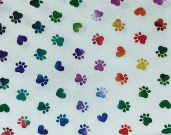Tissu imprimé patte arc-en-ciel, 100 % coton, tissu par mètre, coupe au choix, courtepointe