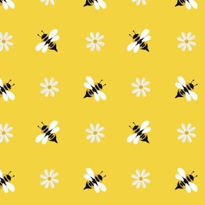 Bee Fabric, Flower Fabric, 100% Cotton, Fabric by the Yard, Choose your Cut