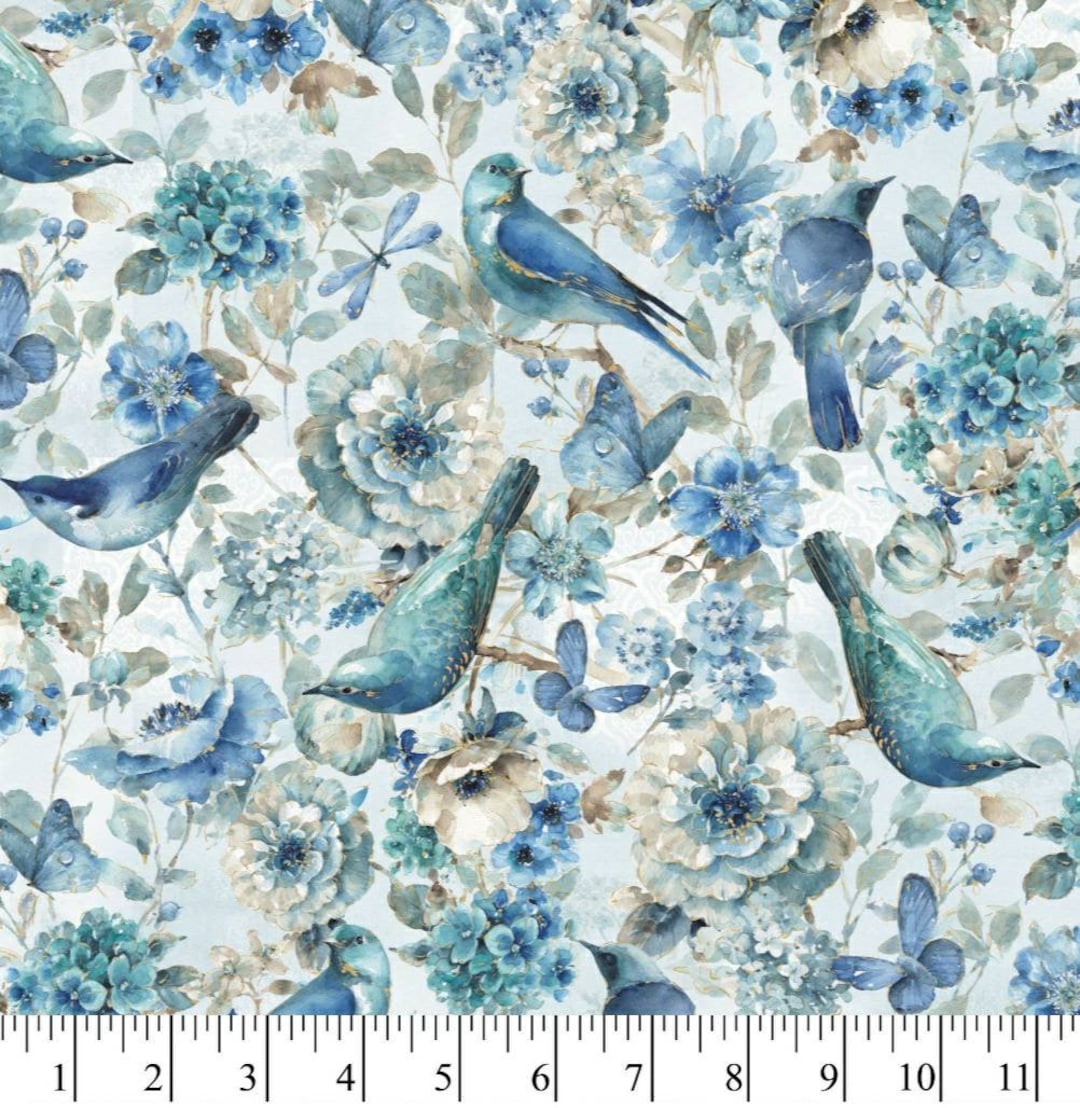 Blue Bird Fabric 100 Cotton Fabric by the Yard Choose Your Etsy