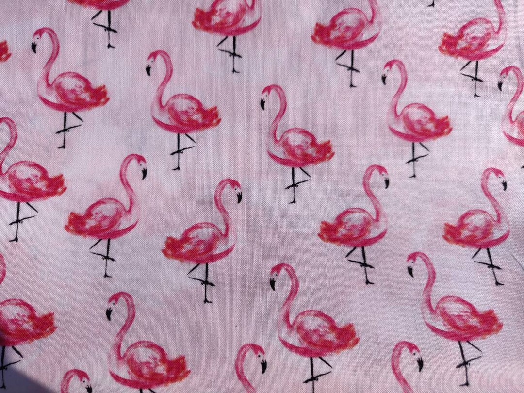 Pink Flamingos Fabric, 100 Cotton, Fabric by the Yard, Choose Your Cut