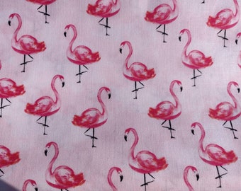Pink Flamingos Fabric, 100% Cotton, Fabric by the Yard, Choose your Cut,  quilting, summer fabrics