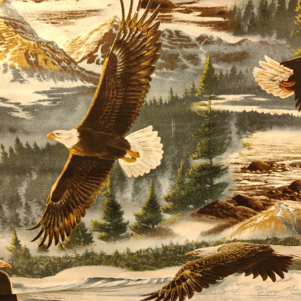 Bald Eagle Fabric, 100% Cotton, Fabric by the Yard, Choose your Cut