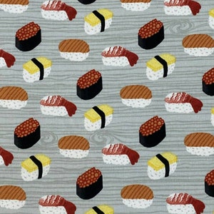 Sushi Fabric, 100% Cotton, Fabric by the Yard, Choose your Cut, Prewashed Fabric