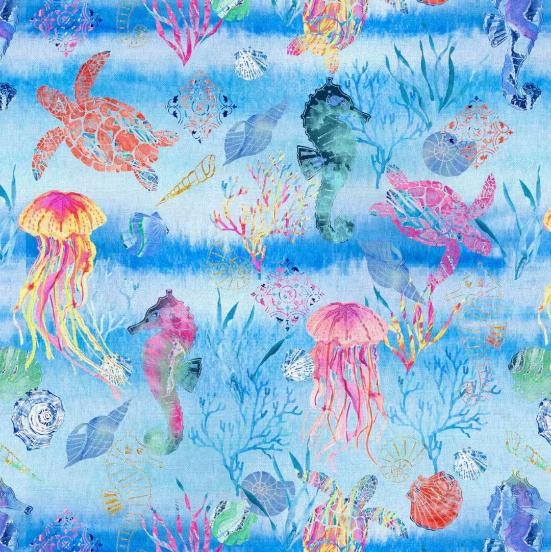 Sea Creature Fabric, 100 Cotton, Fabric by the Yard, Choose