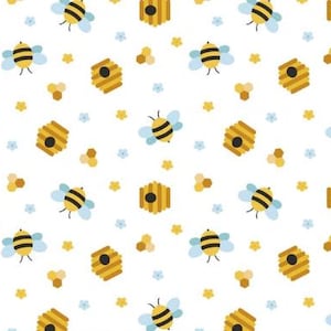 Bee Fabric, 100% Cotton, Fabric by the Yard, Choose your Cut
