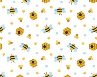 Bee Fabric, 100% Cotton, Fabric by the Yard, Choose your Cut