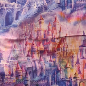 Fairytale Castle Fabric, 100% Cotton, Castle Fabric, Fabric by the Yard, Choose your Cut