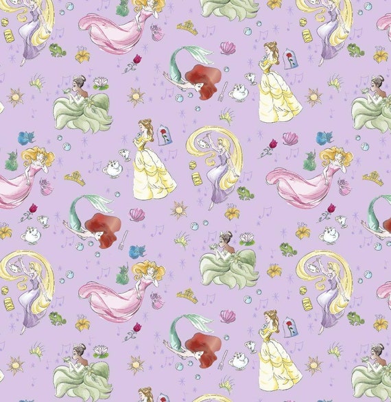 Disney Princess Fabric 100% Cotton Fabric by the Yard | Etsy