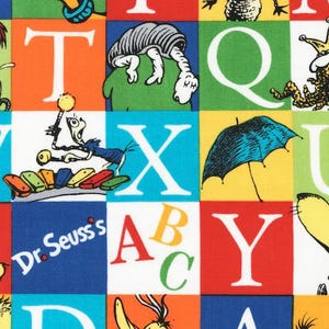 Dr. Seuss Alphabet Fabric, 100% Cotton, Fabric by the Yard, Choose your Cut, quilting