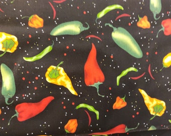 Chili Peppers Fabric, 100% Cotton fabric, Jalapeno Fabric, Fabric by the Yard, Choose Your Cut