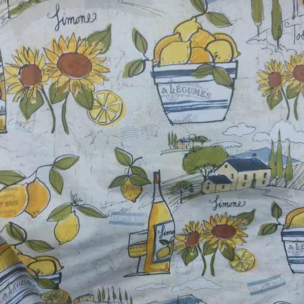 Tuscan Lemons Fabric, 100% Cotton fabric, Fabric by the Yard, Choose Your Cut