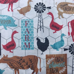 Farm Animal Fabric, 100% Cotton fabric, Fabric by the Yard