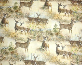 Deer Fabric, Forest Fabric, 100% Cotton fabric, Woodland Animal Fabric, Fabric by the Yard, Choose your cut
