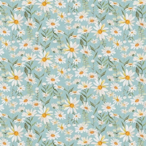 Tissu printanier marguerites, 100 % coton, tissu marguerite, tissu par mètre, coupe au choix