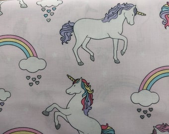 Unicorn Rainbows and Flowers Fabric, 100% Cotton, Unicorns Fabric, Fabric by the Yard, Choose your Cut