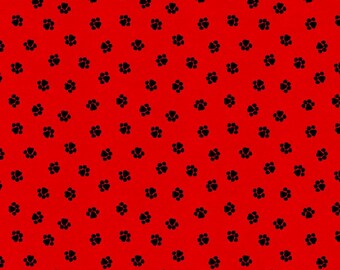 Tossed Paw Print Fabric, 100% Cotton, Fabric by the Yard, Choose your Cut