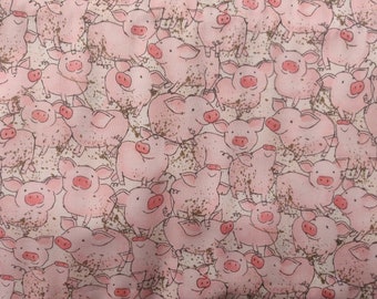 Tessuto maiali nel fango, tessuto maialino, tessuto 100% cotone, tessuto tagliato su misura