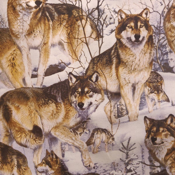 Wolf Fabric, 100% Cotton, Fabric by the Yard, Choose your Cut