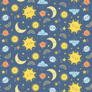 Outer Space Flannel Fabric, 100% Cotton, Fabric by the Yard, Choose your Cut